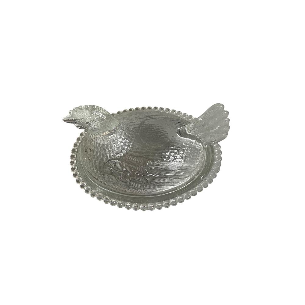 Vintage Indiana Glass Clear Hen On Nest Candy Dish Primitive CottageCore - Picture 9 of 9